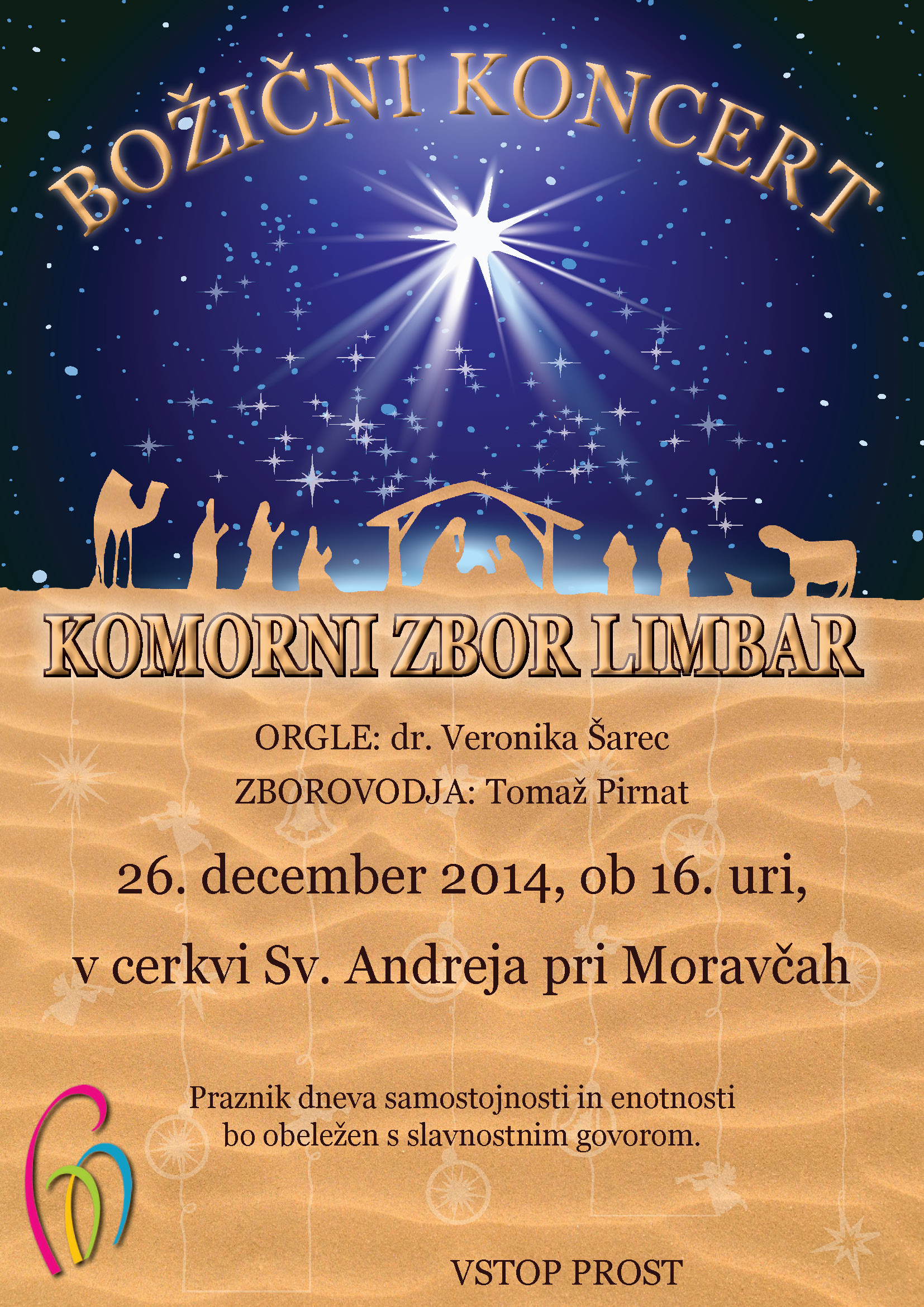 Vabilo na Božični koncert Komornega zbora Limbar 2014