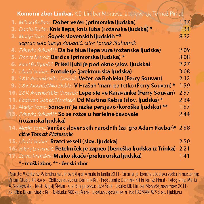 Zadnja stran listka zgoščenke