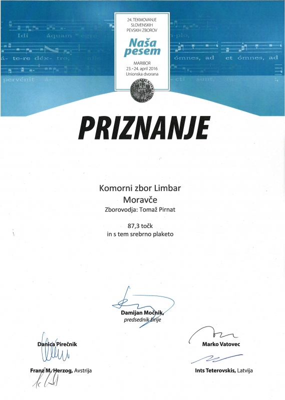 Limbar srebrna plaketa Naša pesem 2016